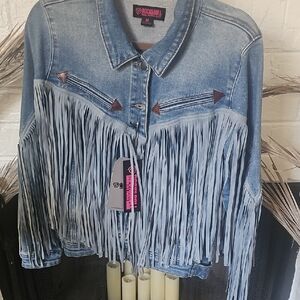 Rock & Roll Cowgirl Light Blue Fringe Jacket